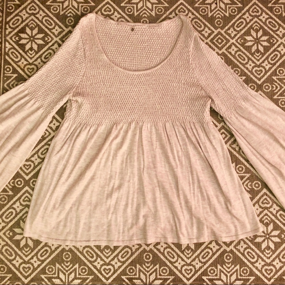 Anthropologie Bell-Sleeve Knit Baby-Doll Top
